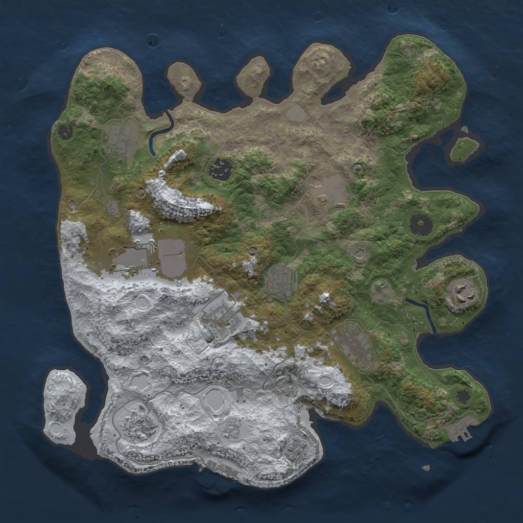 Rust Map: Procedural Map, Size: 3500, Seed: 488154010, 19 Monuments