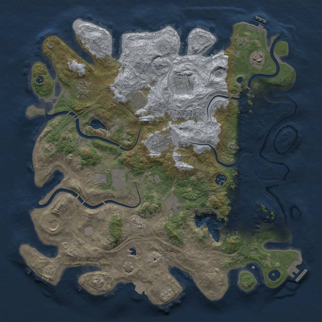 Rust Map: Procedural Map, Size: 4250, Seed: 2071009539, 16 Monuments