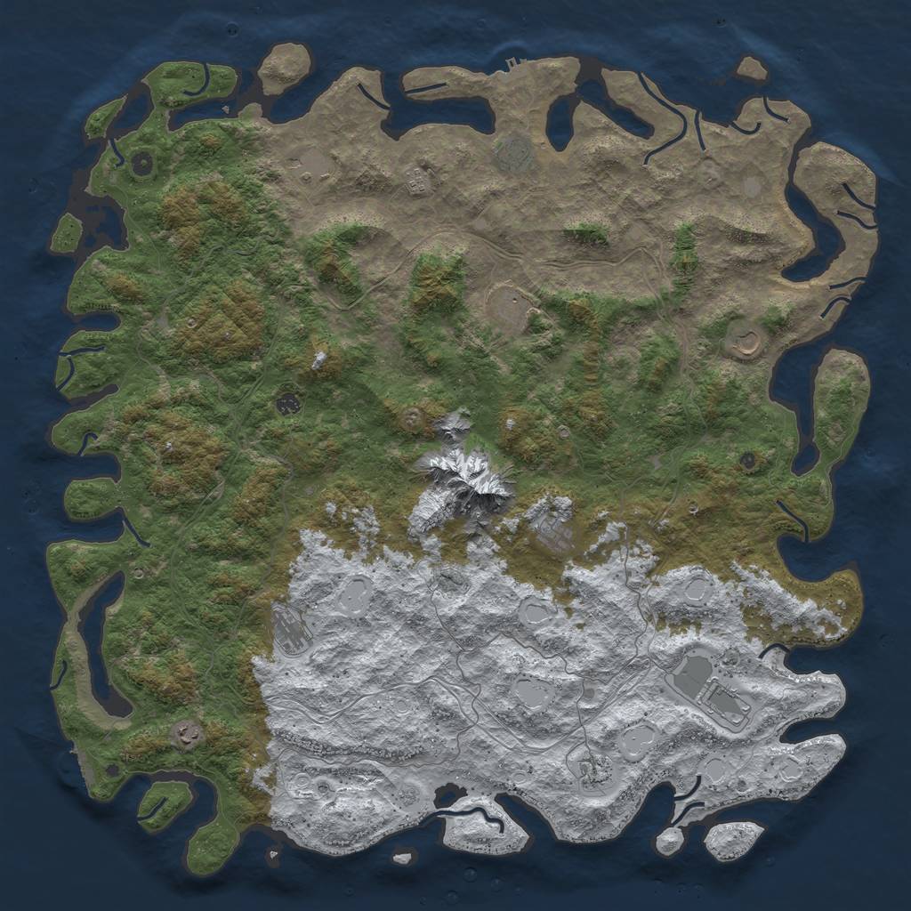 Rust Map: Procedural Map, Size: 6000, Seed: 1309614376, 20 Monuments