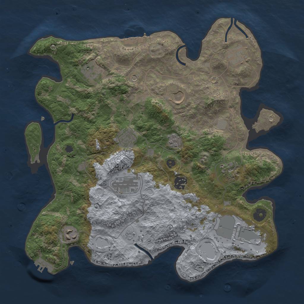 Rust Map: Procedural Map, Size: 3500, Seed: 757910821, 19 Monuments