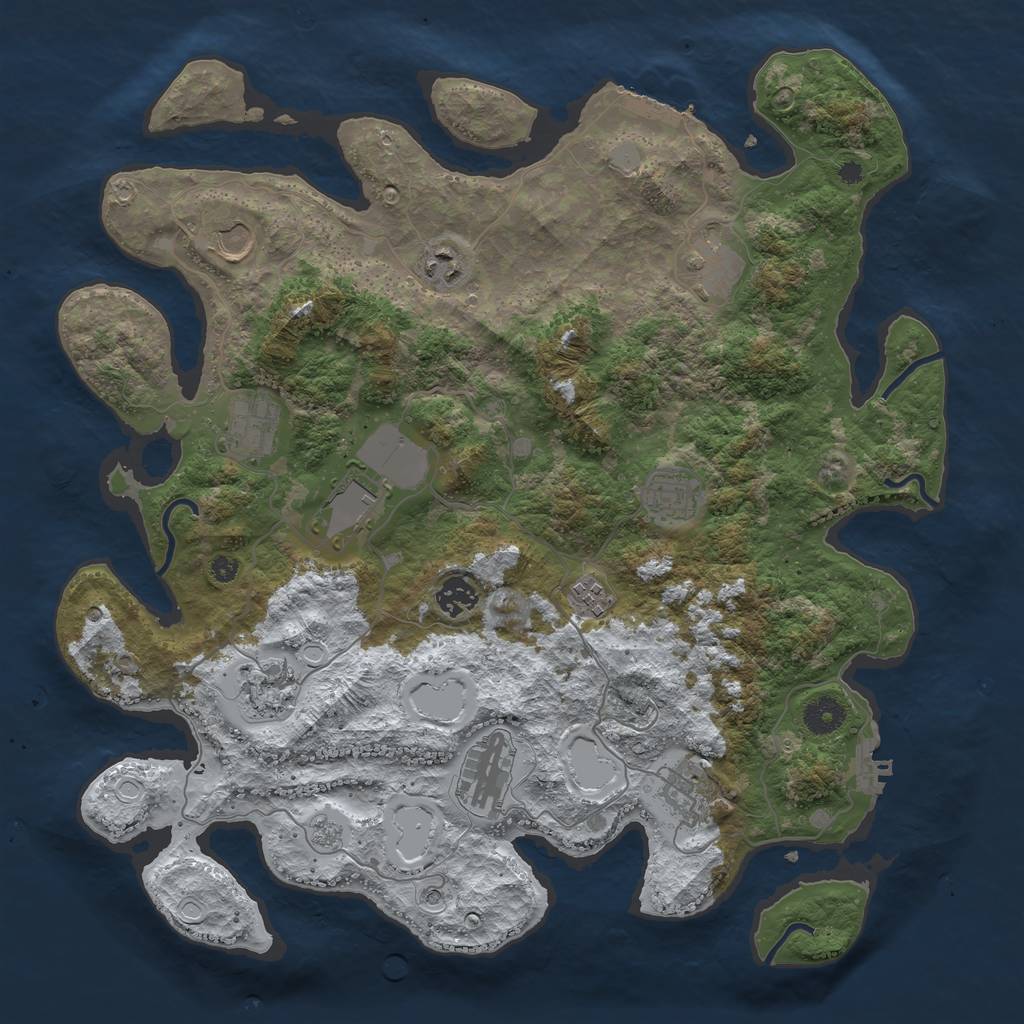 Rust Map: Procedural Map, Size: 3950, Seed: 2010900930, 20 Monuments