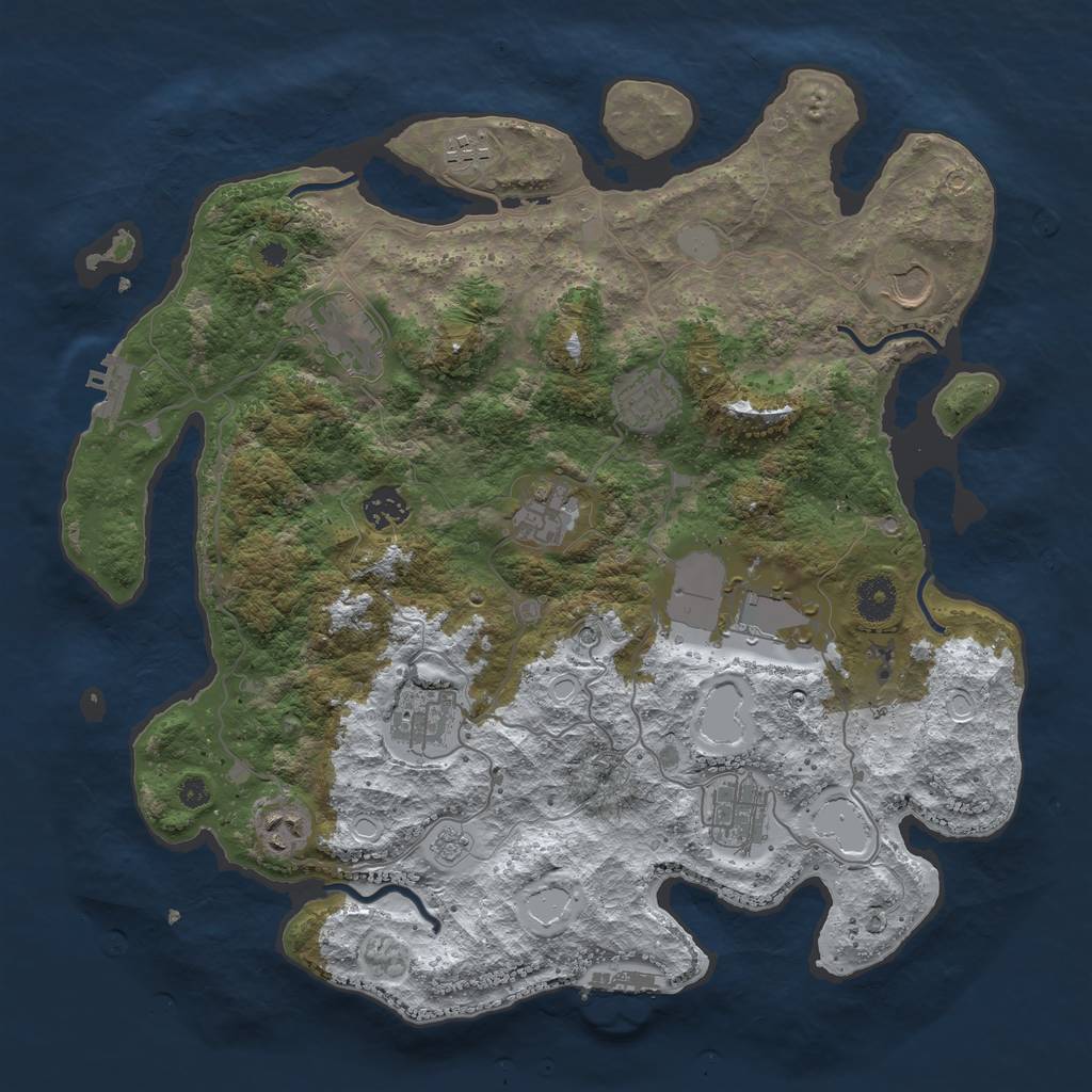 Rust Map: Procedural Map, Size: 3800, Seed: 706148883, 19 Monuments