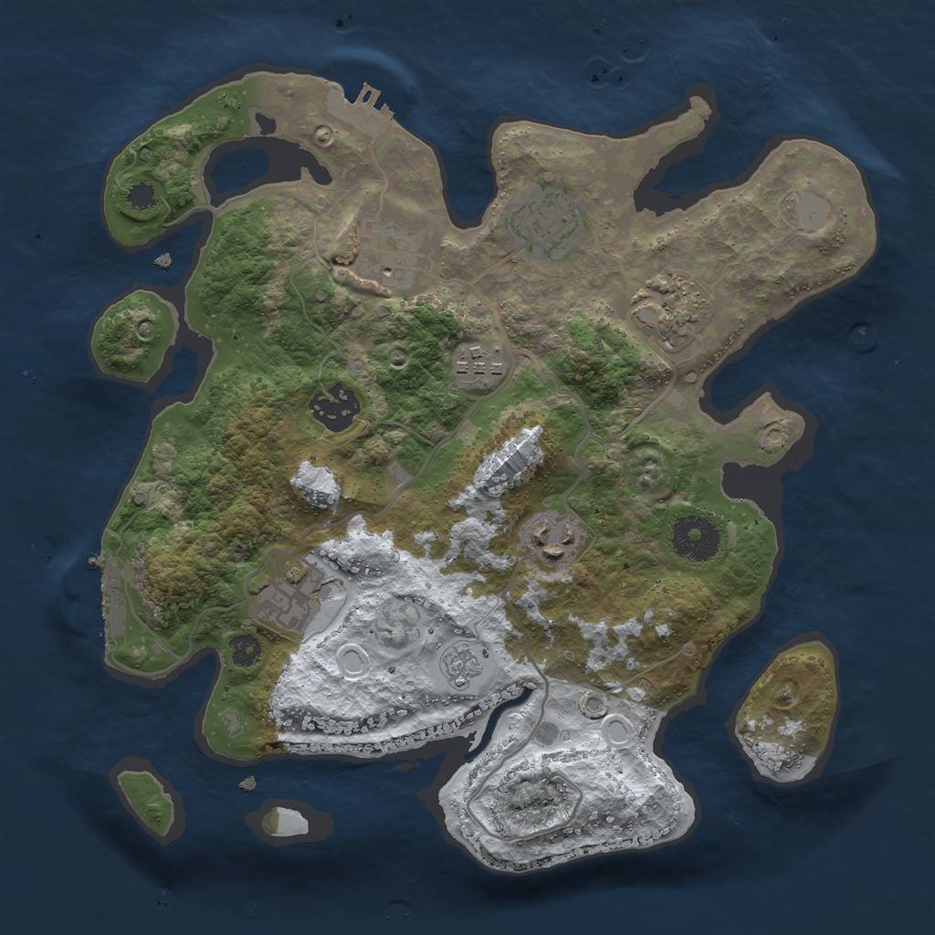 Rust Map: Procedural Map, Size: 3000, Seed: 2087061544, 15 Monuments