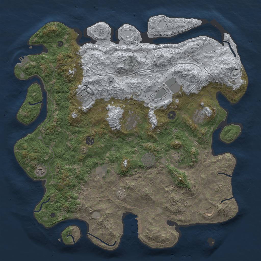 Rust Map: Procedural Map, Size: 4500, Seed: 999025, 20 Monuments