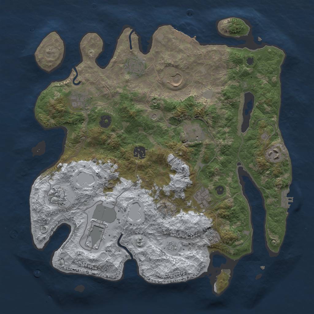 Rust Map: Procedural Map, Size: 3700, Seed: 409625704, 19 Monuments