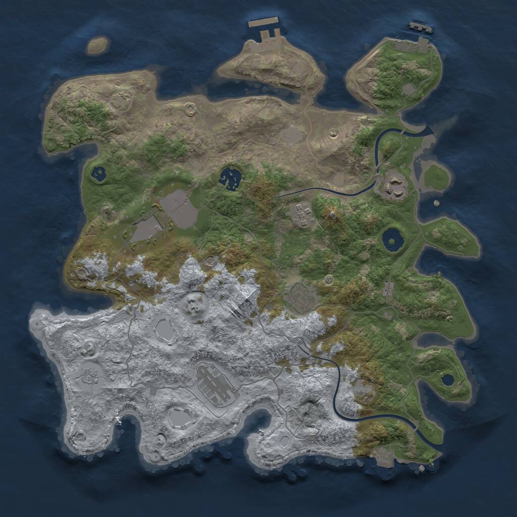 Rust Map: Procedural Map, Size: 3500, Seed: 1915119662, 12 Monuments