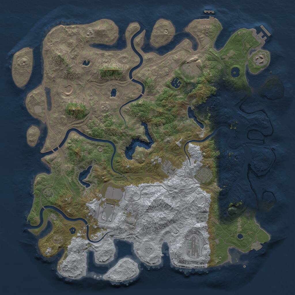 Rust Map: Procedural Map, Size: 4500, Seed: 1845790266, 15 Monuments