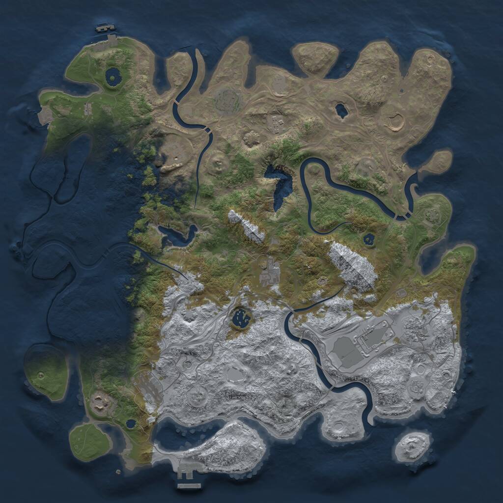 Rust Map: Procedural Map, Size: 4350, Seed: 1109302623, 16 Monuments
