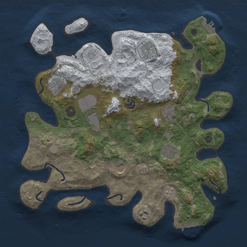 Rust Map: Procedural Map, Size: 3500, Seed: 800563170, 18 Monuments