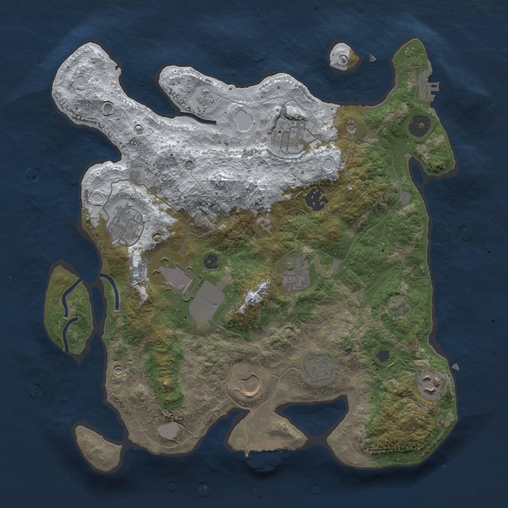 Rust Map: Procedural Map, Size: 3500, Seed: 732373333, 17 Monuments