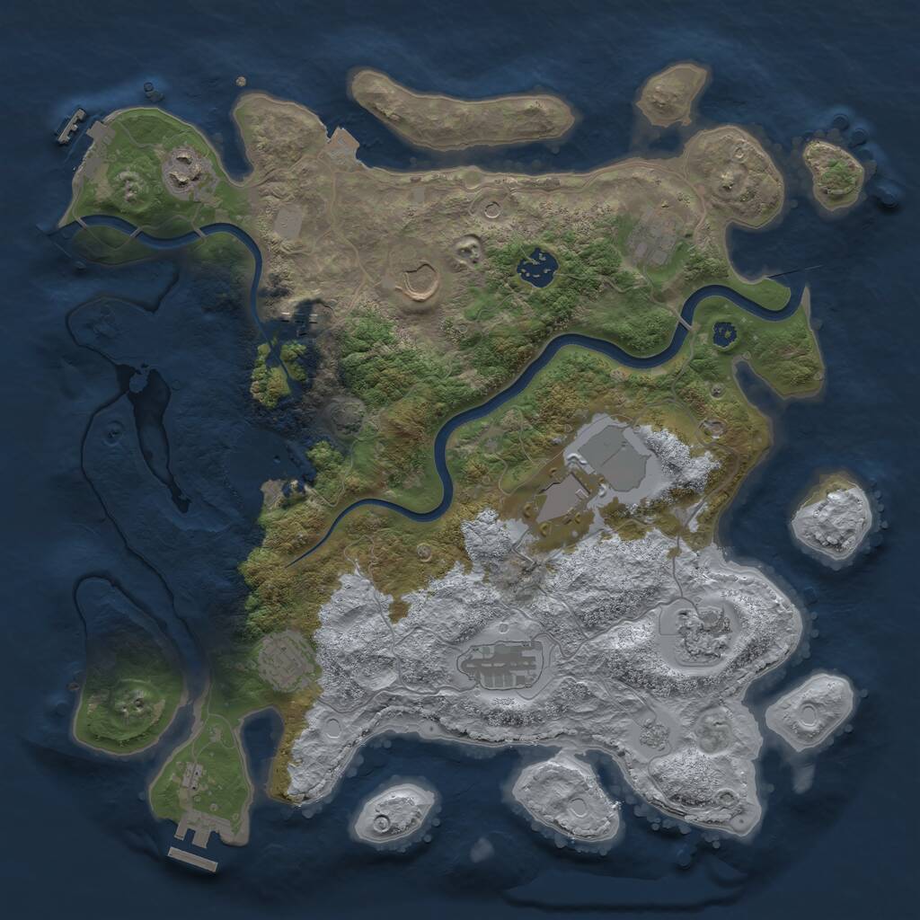 Rust Map: Procedural Map, Size: 3700, Seed: 257, 16 Monuments