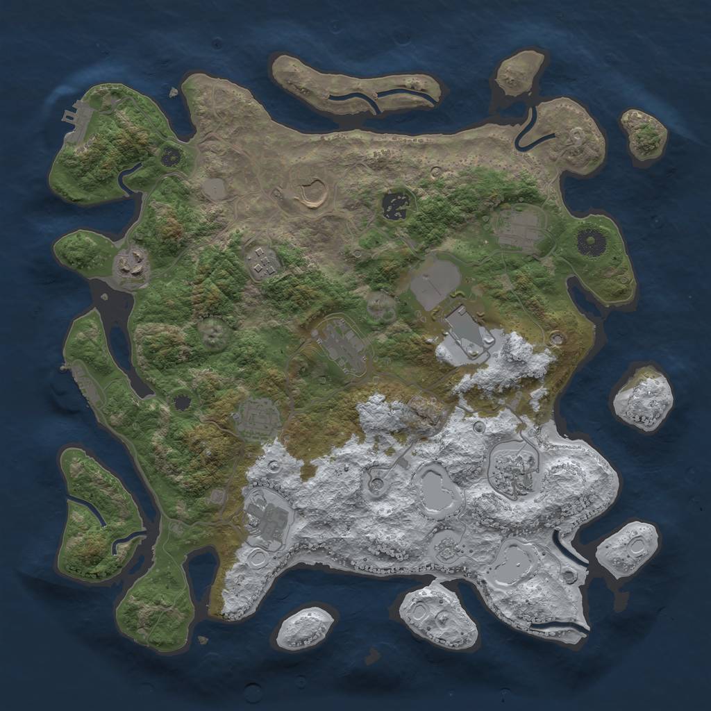 Rust Map: Procedural Map, Size: 3700, Seed: 257, 19 Monuments