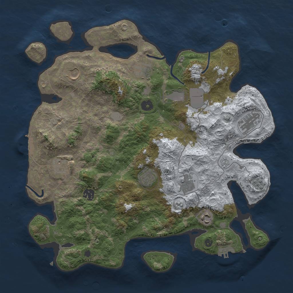 Rust Map: Procedural Map, Size: 3800, Seed: 506538833, 19 Monuments