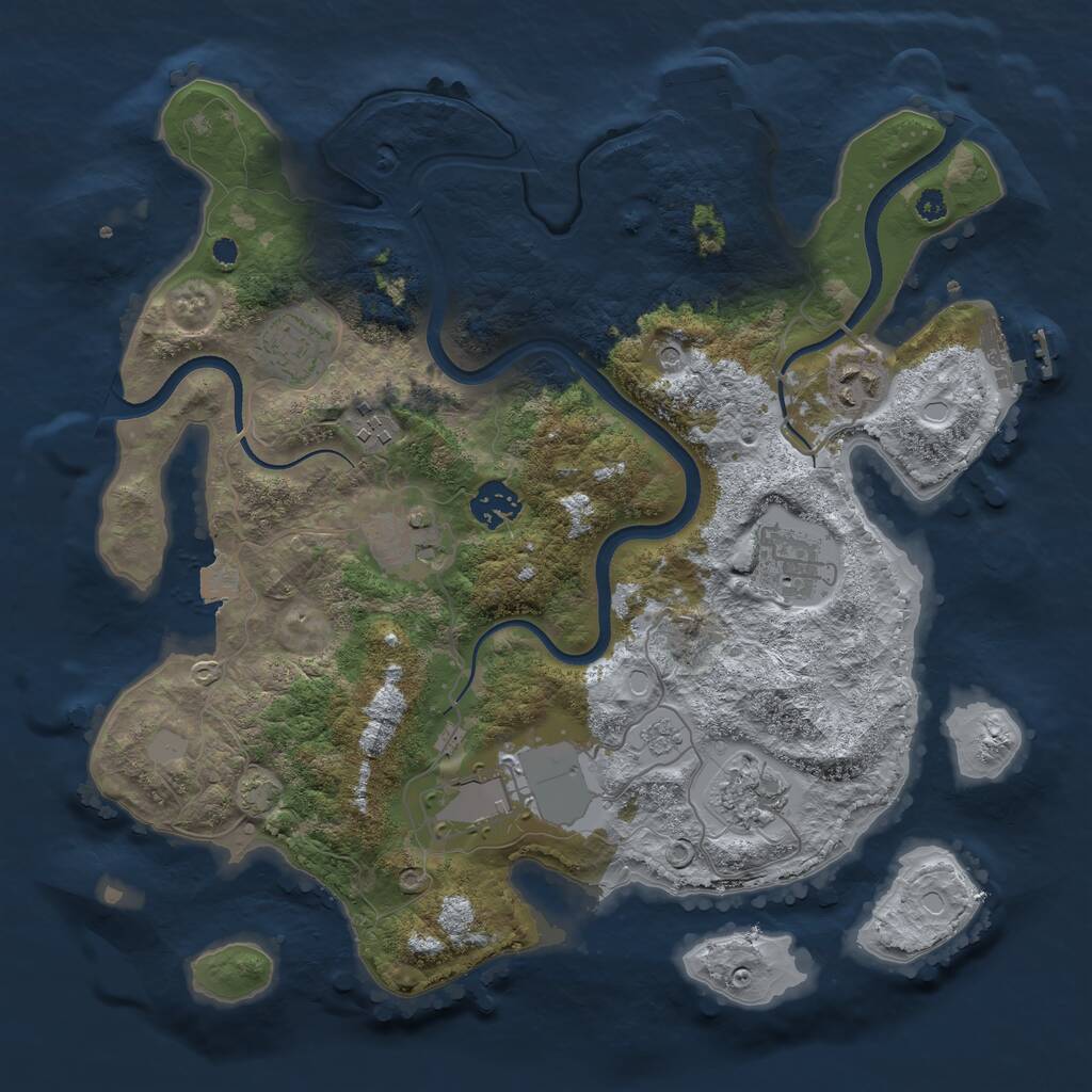 Rust Map: Procedural Map, Size: 3500, Seed: 1739029005, 14 Monuments
