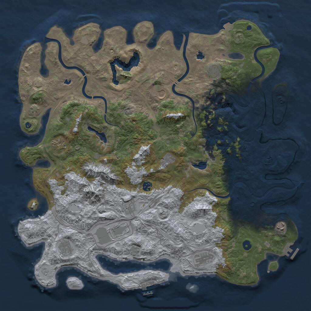 Rust Map: Procedural Map, Size: 5000, Seed: 2019369334, 17 Monuments