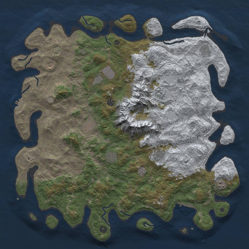 Rust Map: Procedural Map, Size: 5000, Seed: 1140150107, 19 Monuments