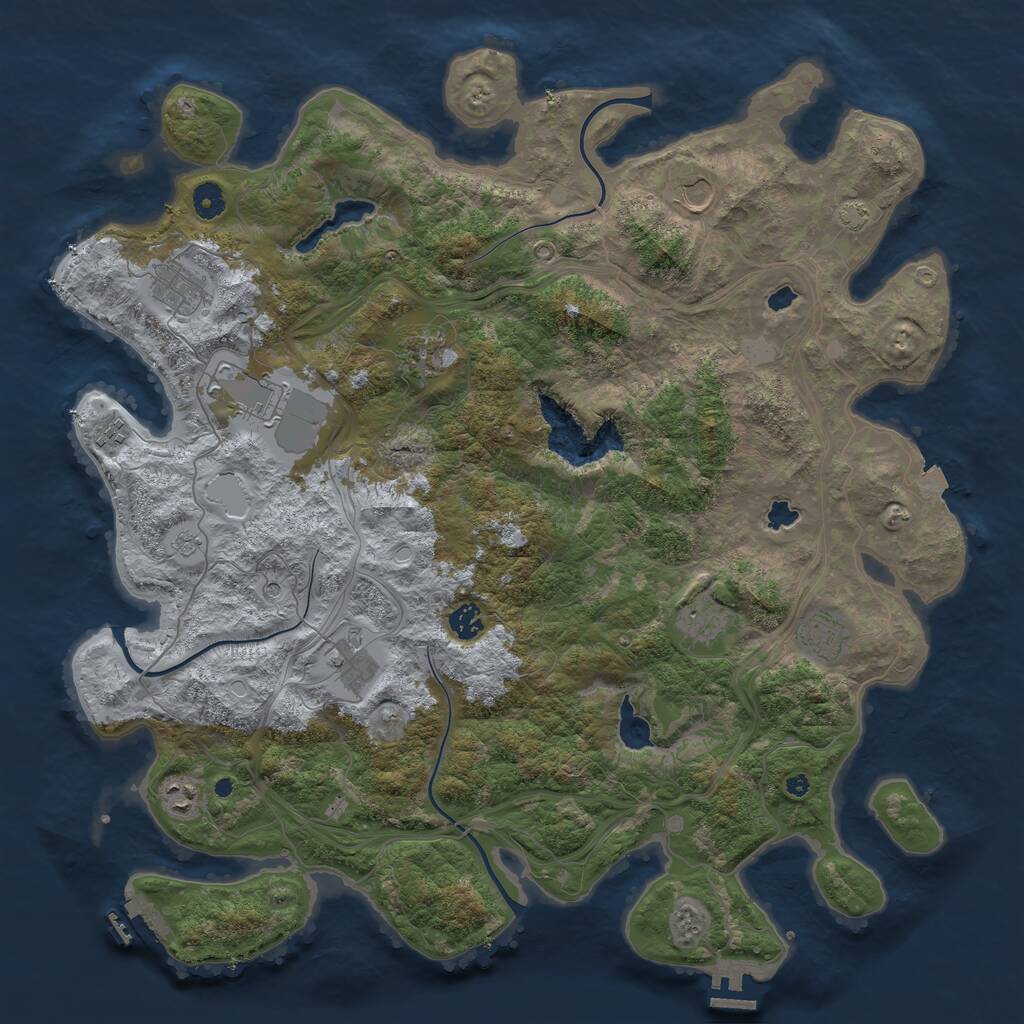 Rust Map: Procedural Map, Size: 4500, Seed: 226211, 16 Monuments