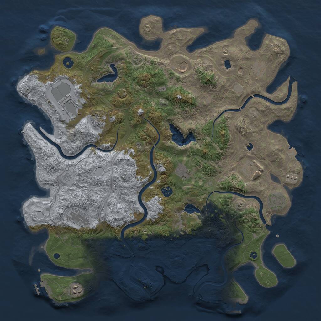 Rust Map: Procedural Map, Size: 4500, Seed: 226211, 17 Monuments