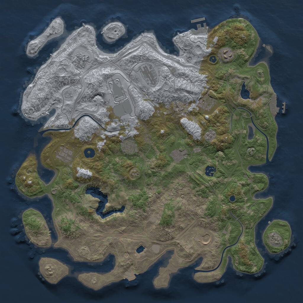 Rust Map: Procedural Map, Size: 4300, Seed: 528993728, 17 Monuments