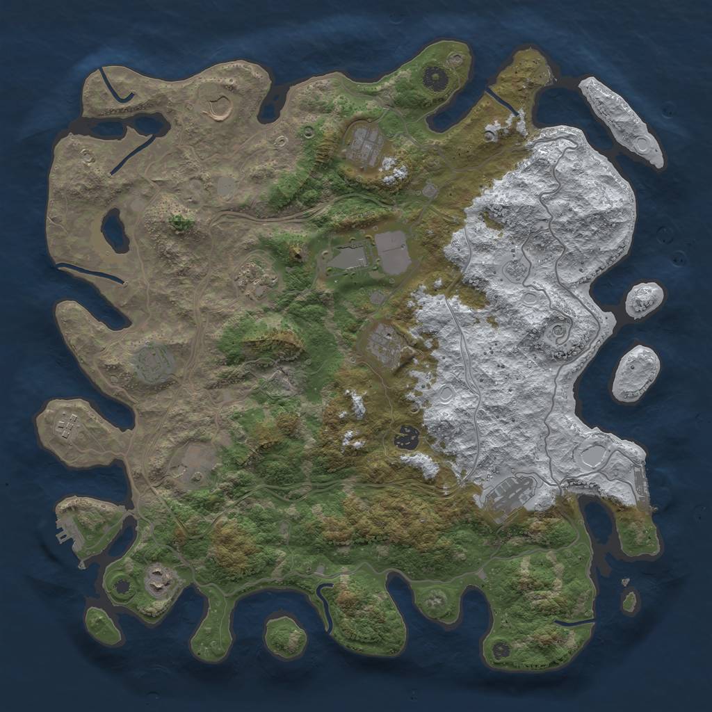 Rust Map: Procedural Map, Size: 4250, Seed: 912395510, 20 Monuments