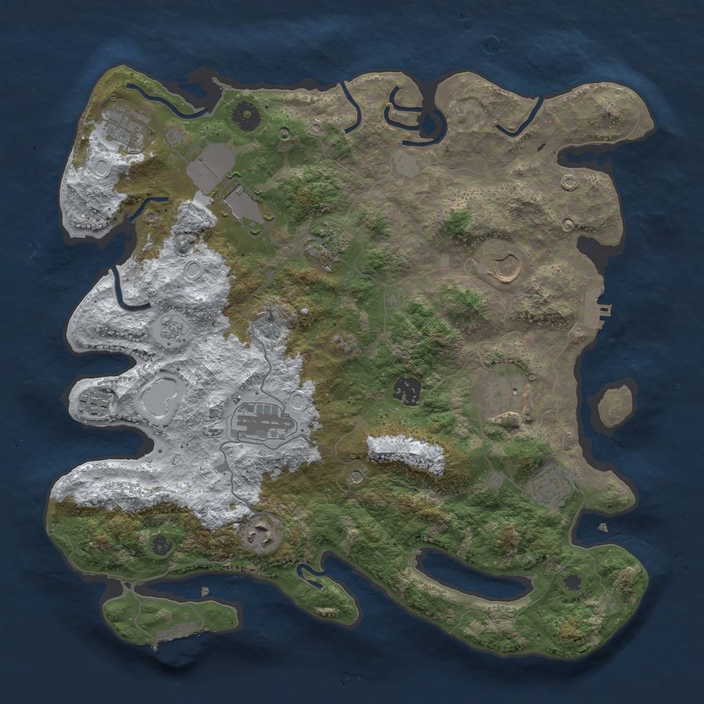 Rust Map: Procedural Map, Size: 3700, Seed: 145245870, 19 Monuments