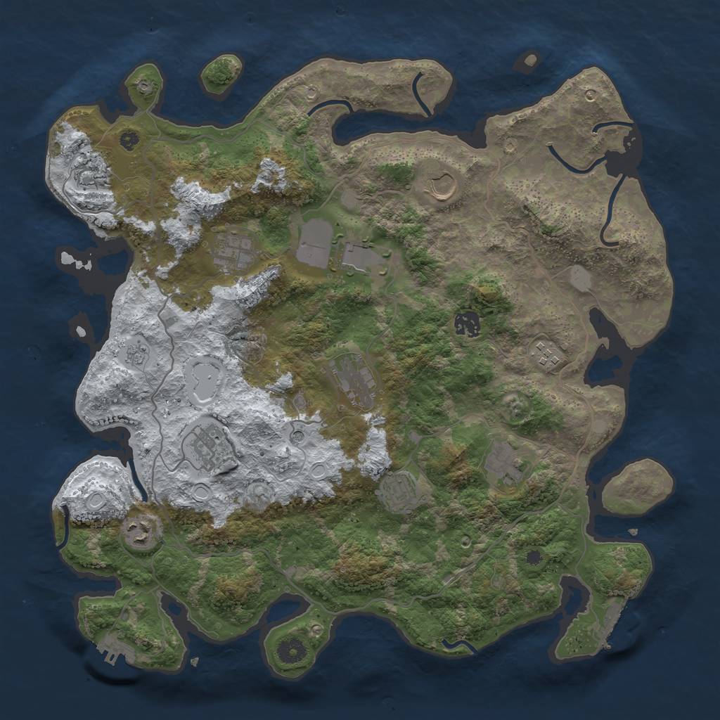 Rust Map: Procedural Map, Size: 4000, Seed: 16456156, 20 Monuments