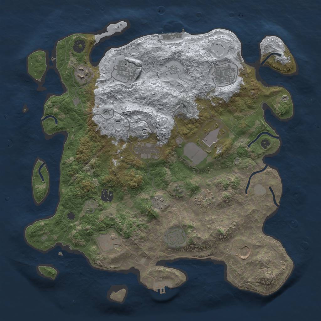 Rust Map: Procedural Map, Size: 3700, Seed: 1255316573, 20 Monuments