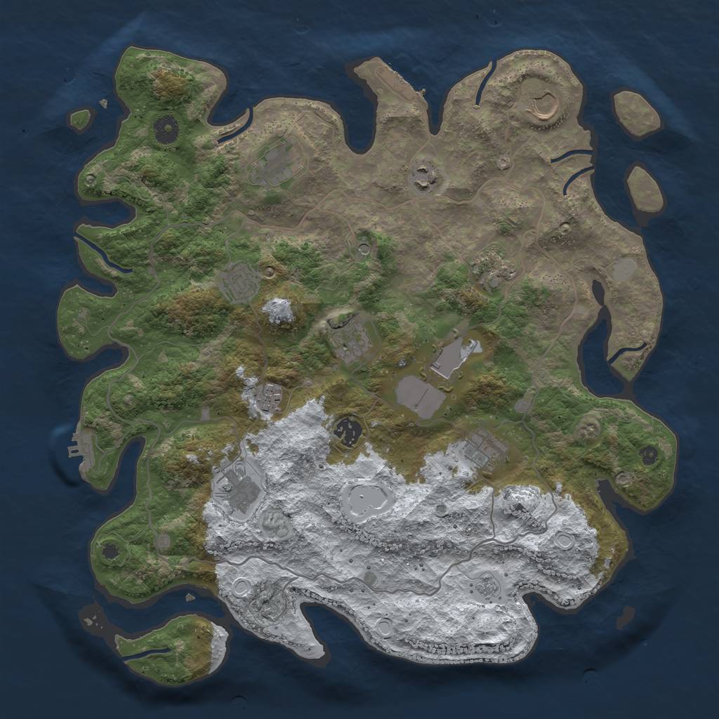 Rust Map: Procedural Map, Size: 4000, Seed: 1075039539, 20 Monuments