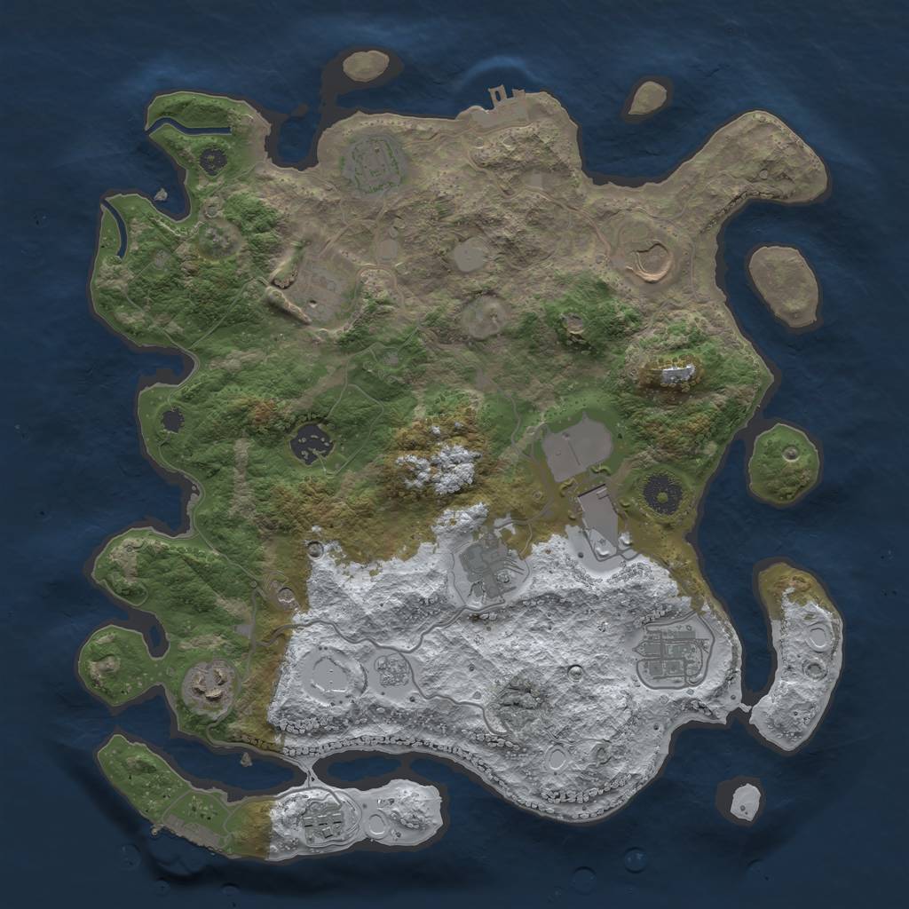 Rust Map: Procedural Map, Size: 3500, Seed: 1986249826, 18 Monuments