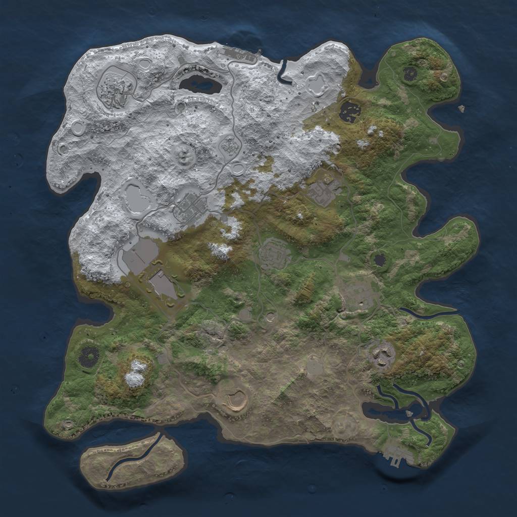 Rust Map: Procedural Map, Size: 3700, Seed: 1353062114, 18 Monuments