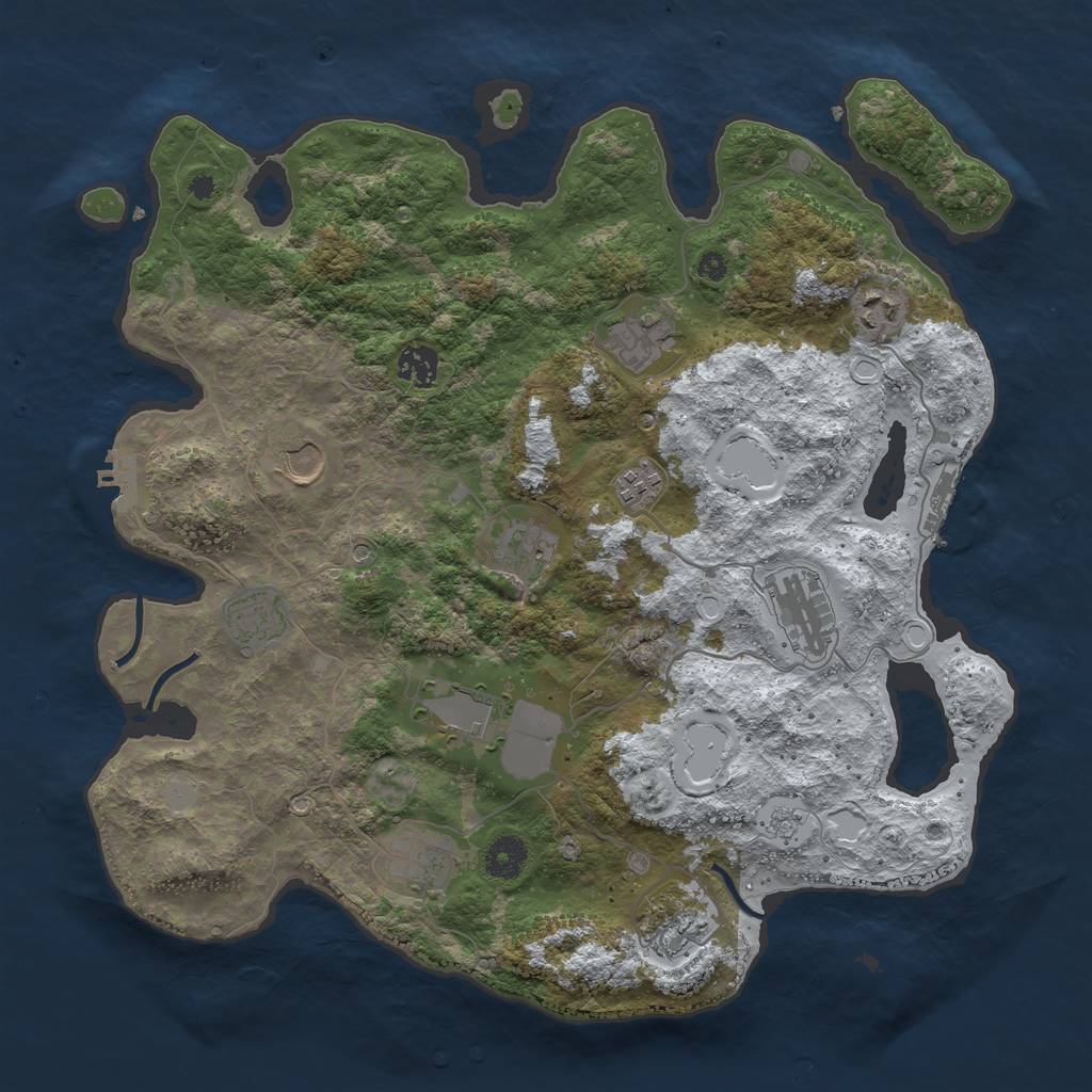 Rust Map: Procedural Map, Size: 3850, Seed: 111634106, 20 Monuments
