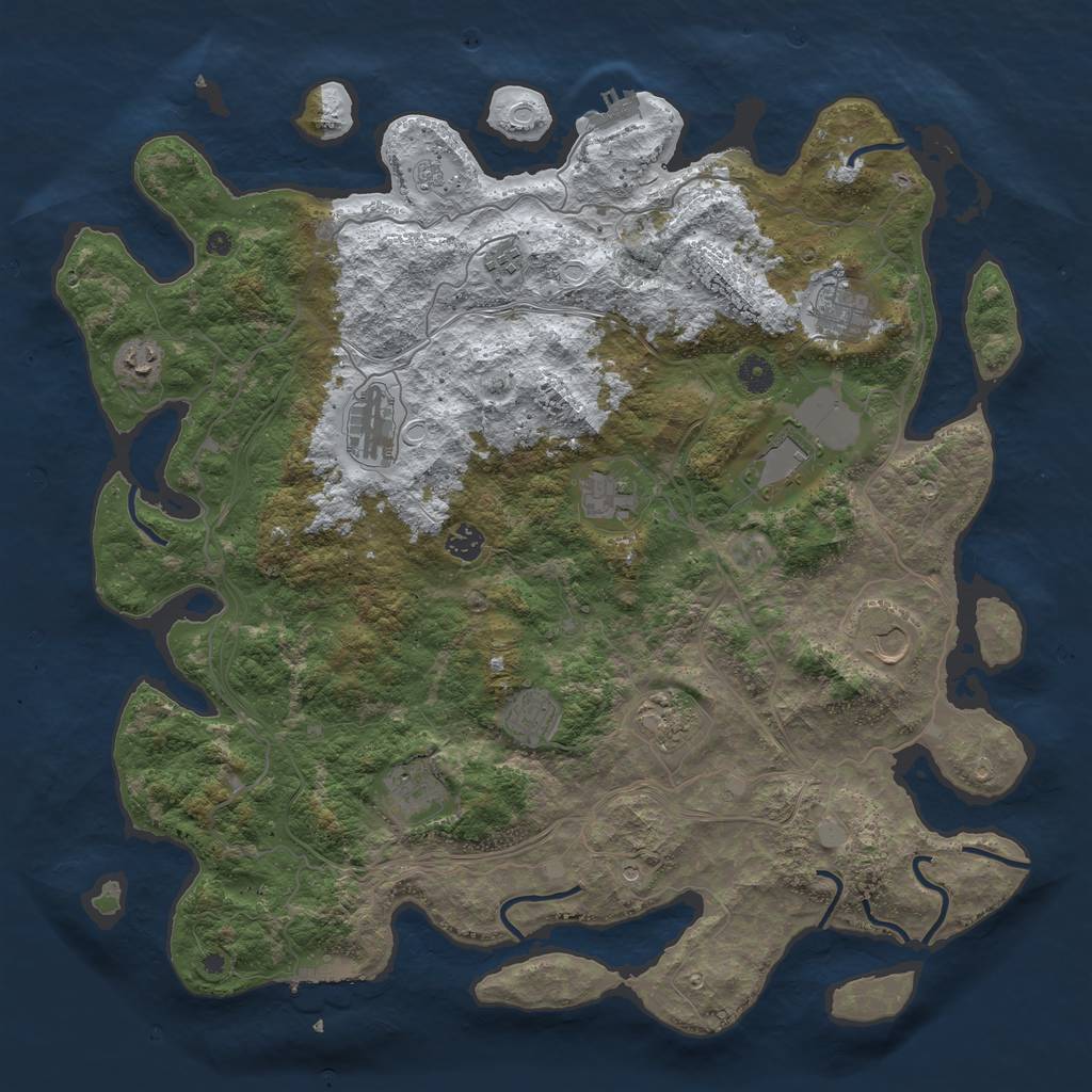 Rust Map: Procedural Map, Size: 4500, Seed: 648031670, 20 Monuments