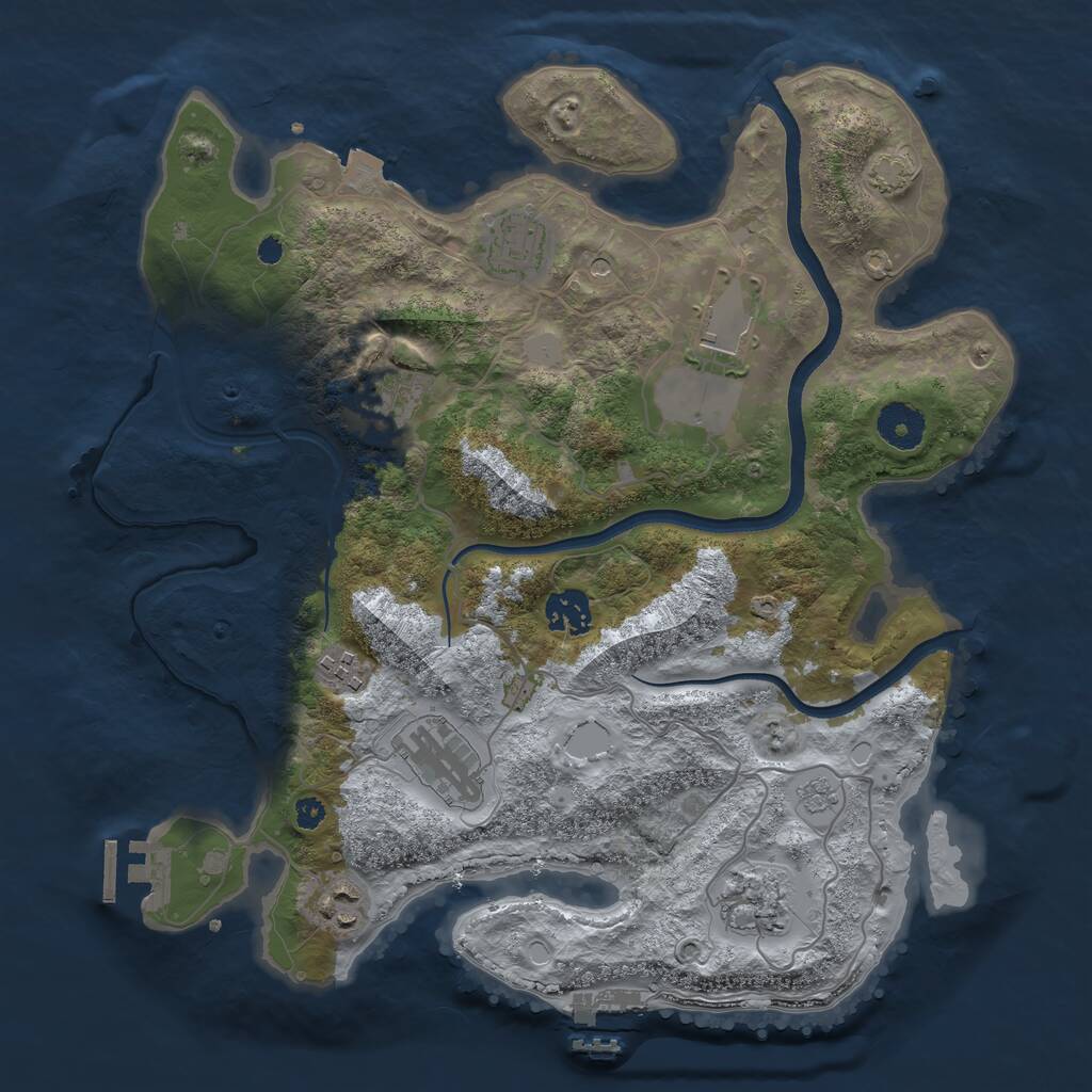 Rust Map: Procedural Map, Size: 3500, Seed: 17010, 14 Monuments