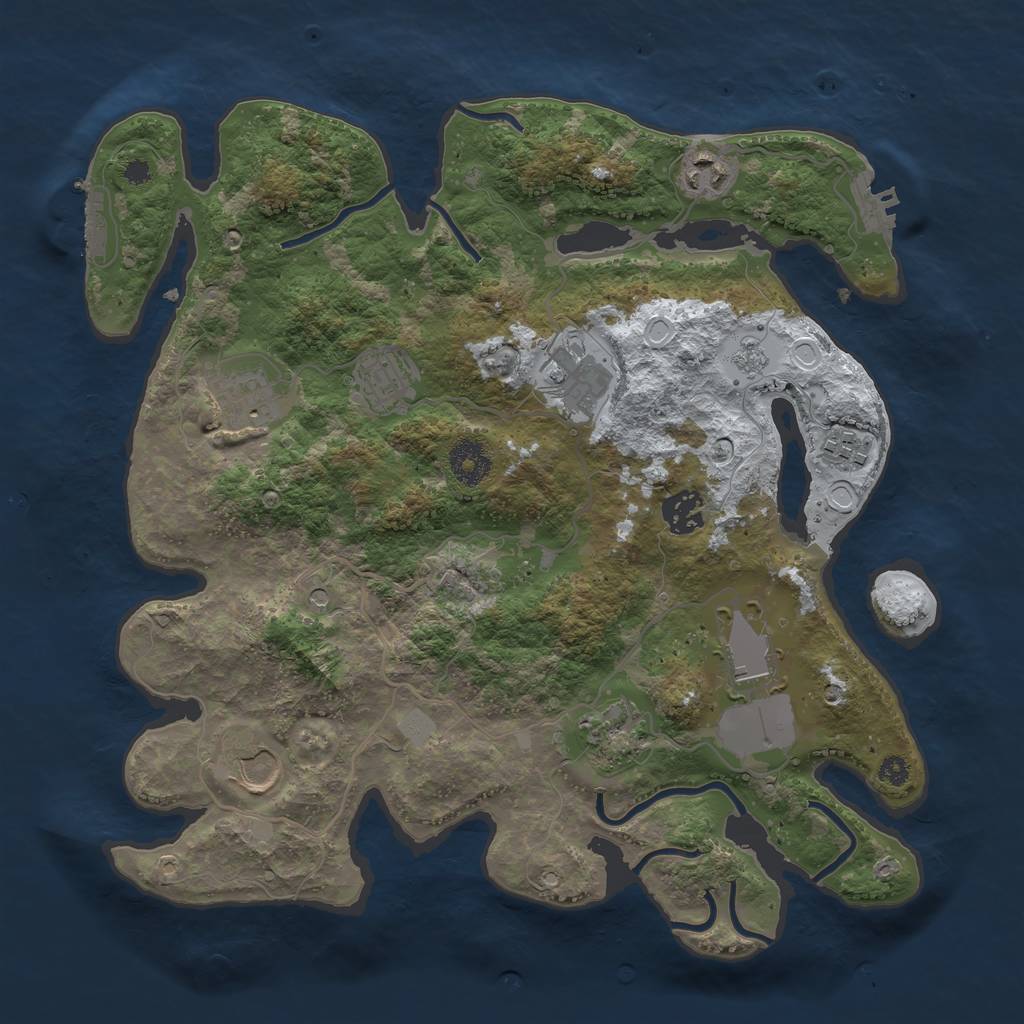 Rust Map: Procedural Map, Size: 3500, Seed: 1701487228, 18 Monuments