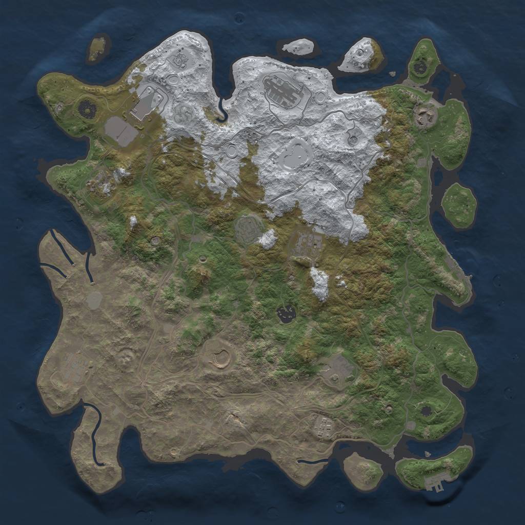 Rust Map: Procedural Map, Size: 4250, Seed: 946461345, 20 Monuments