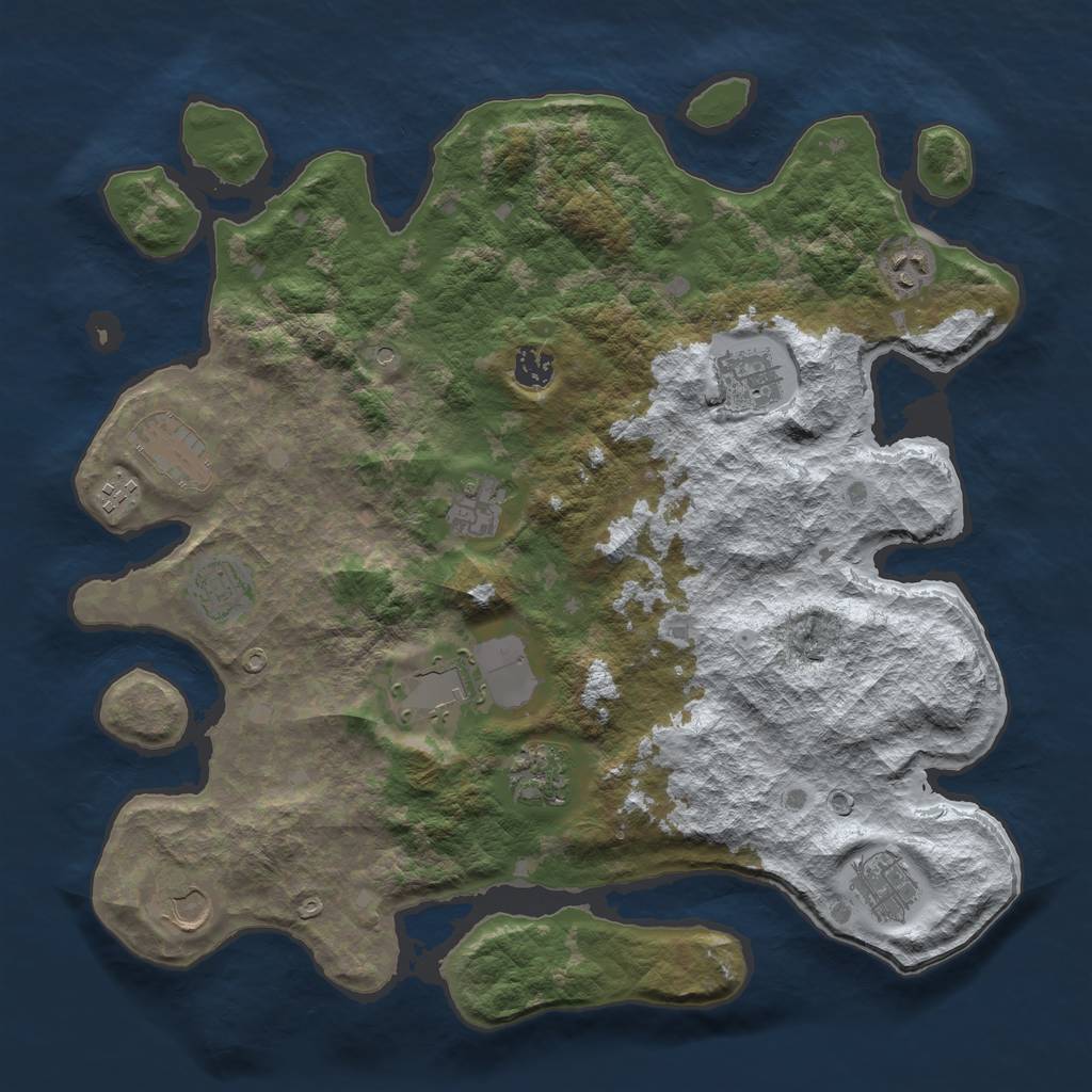 Rust Map: Barren, Size: 4000, Seed: 1730712898, 14 Monuments