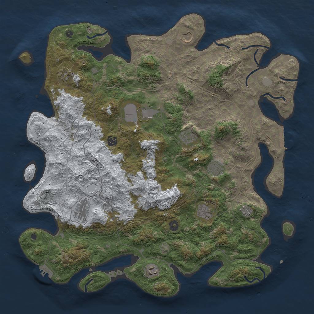 Rust Map: Procedural Map, Size: 4500, Seed: 668526003, 19 Monuments