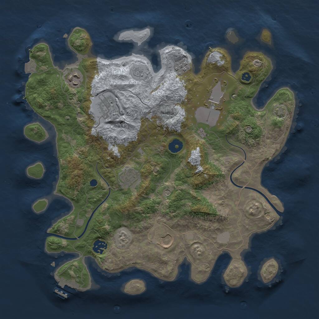 Rust Map: Procedural Map, Size: 3500, Seed: 1344209947, 12 Monuments