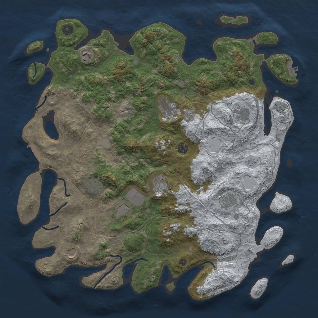 Rust Map: Procedural Map, Size: 4500, Seed: 991460465, 19 Monuments
