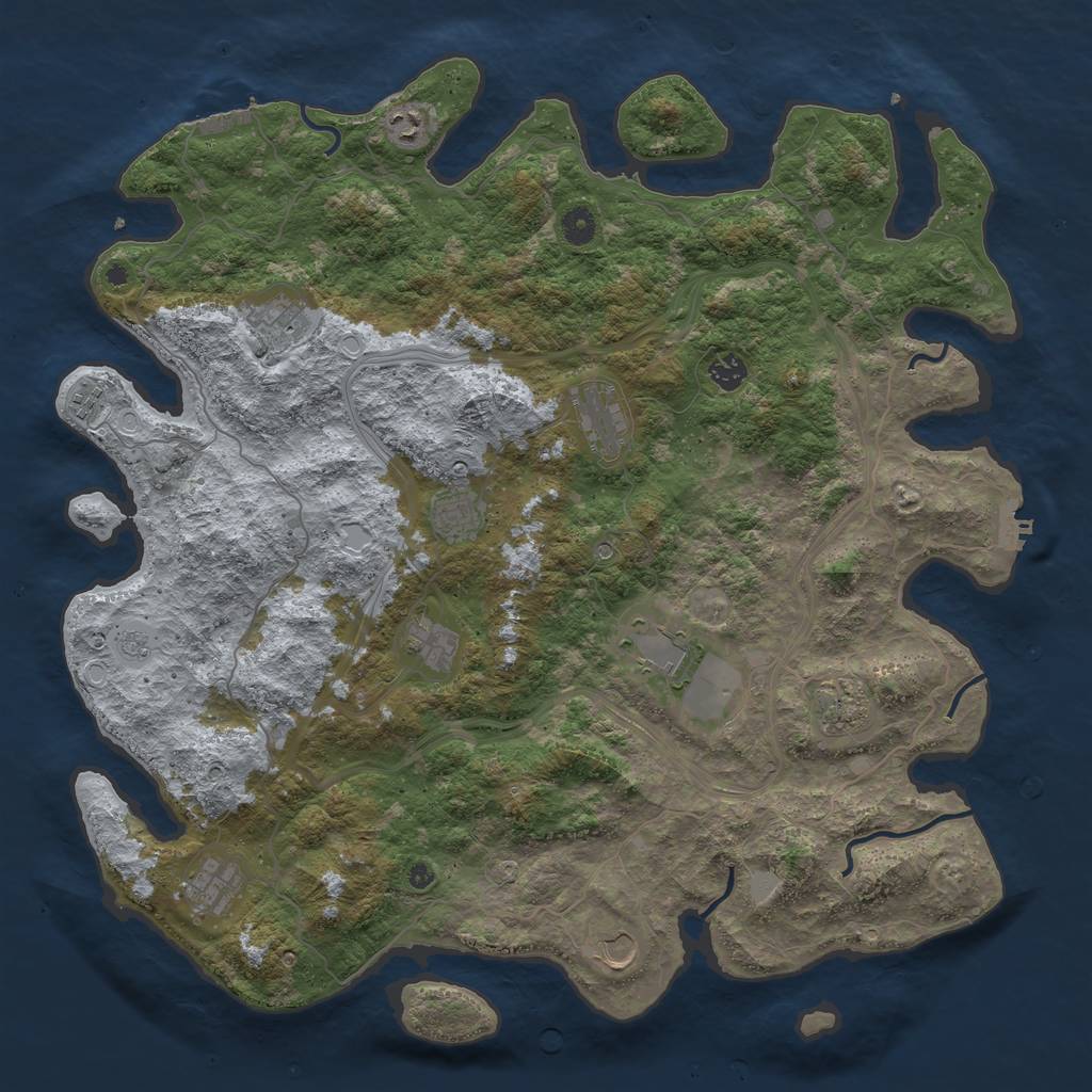Rust Map: Procedural Map, Size: 4555, Seed: 100816564, 20 Monuments