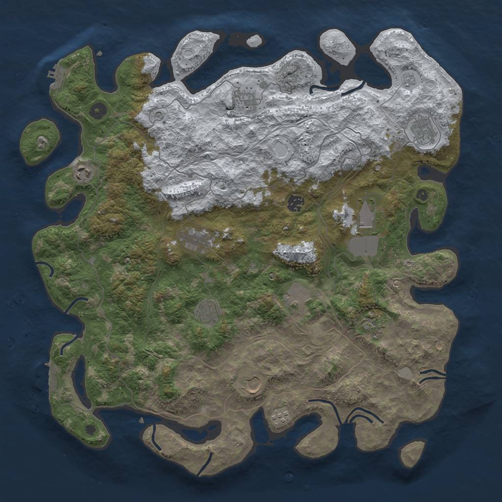 Rust Map: Procedural Map, Size: 4500, Seed: 842942687, 20 Monuments