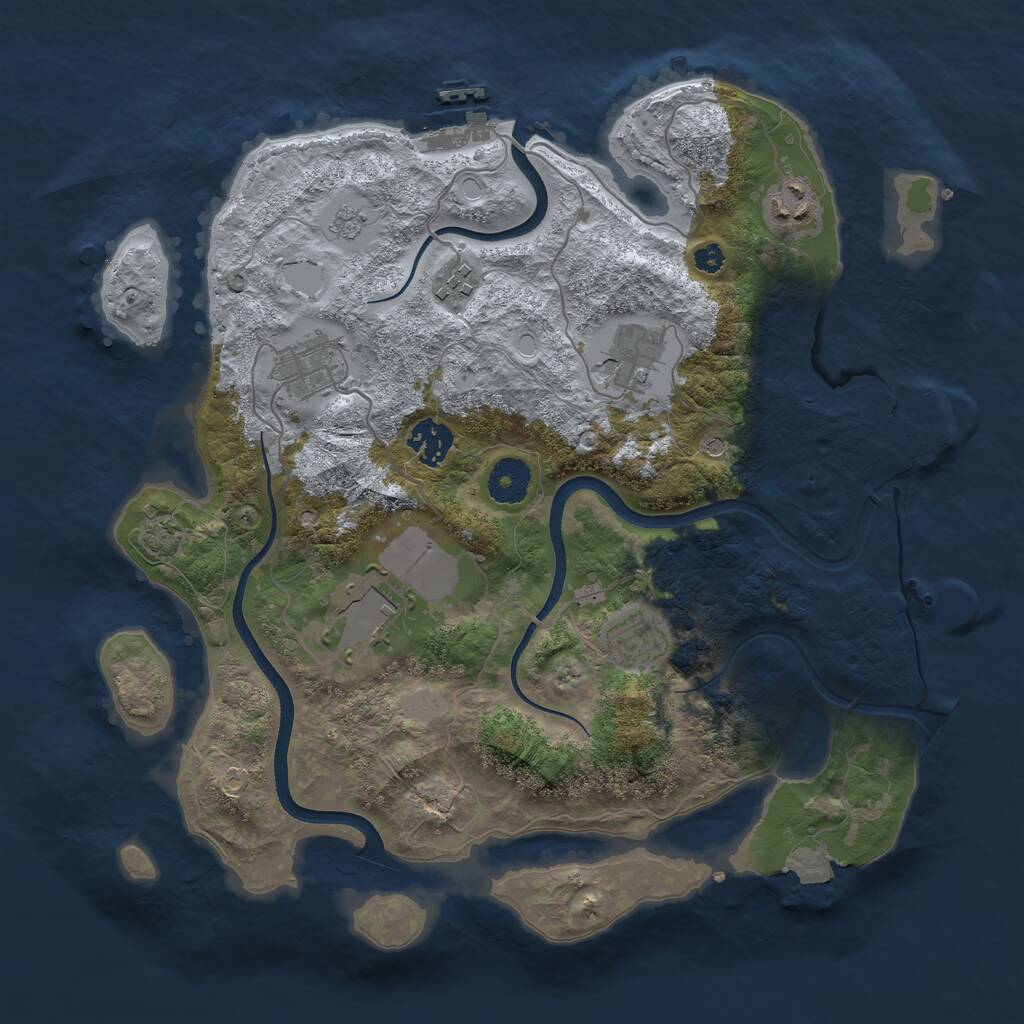 Rust Map: Procedural Map, Size: 3500, Seed: 588885677, 13 Monuments