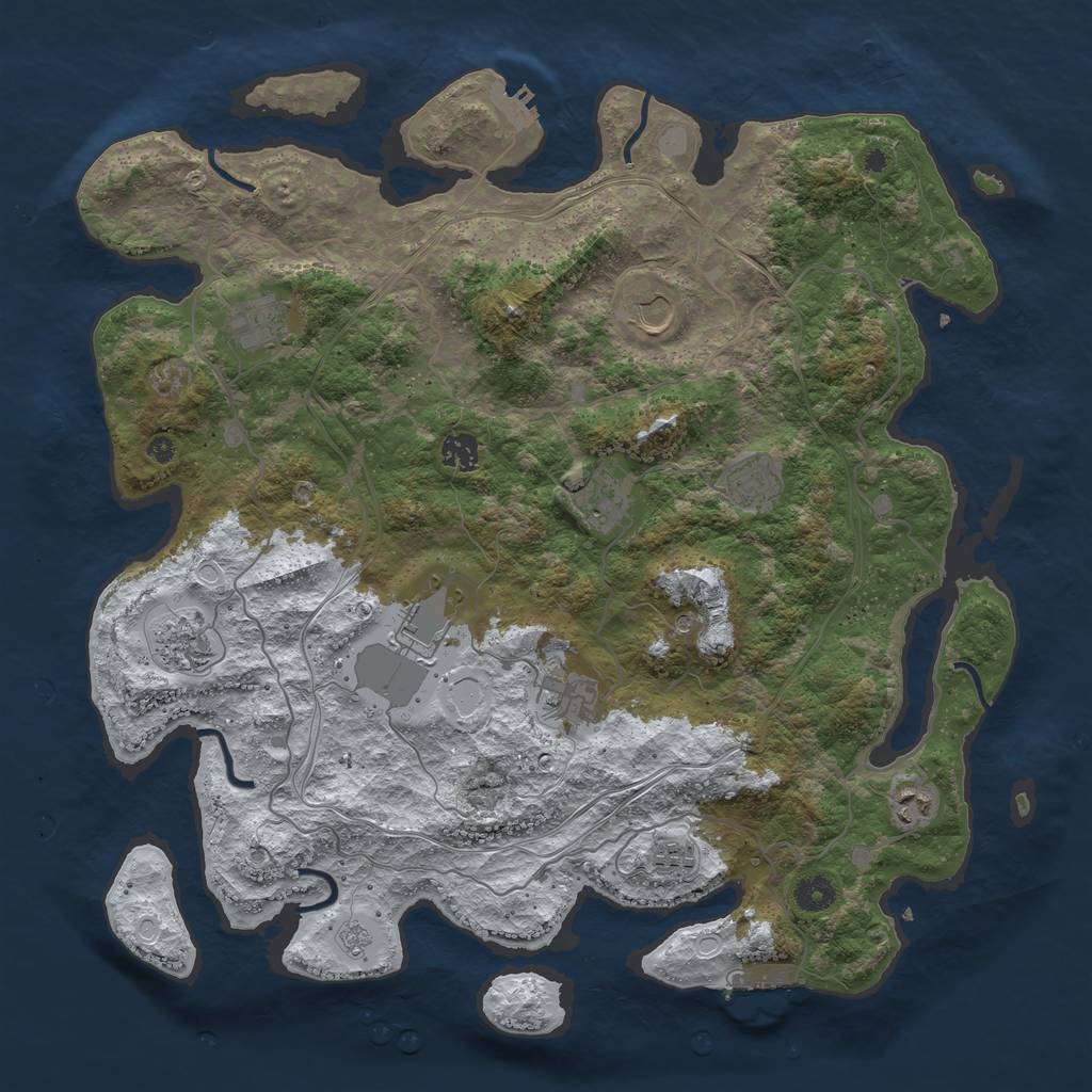 Rust Map: Procedural Map, Size: 4250, Seed: 1004644389, 19 Monuments