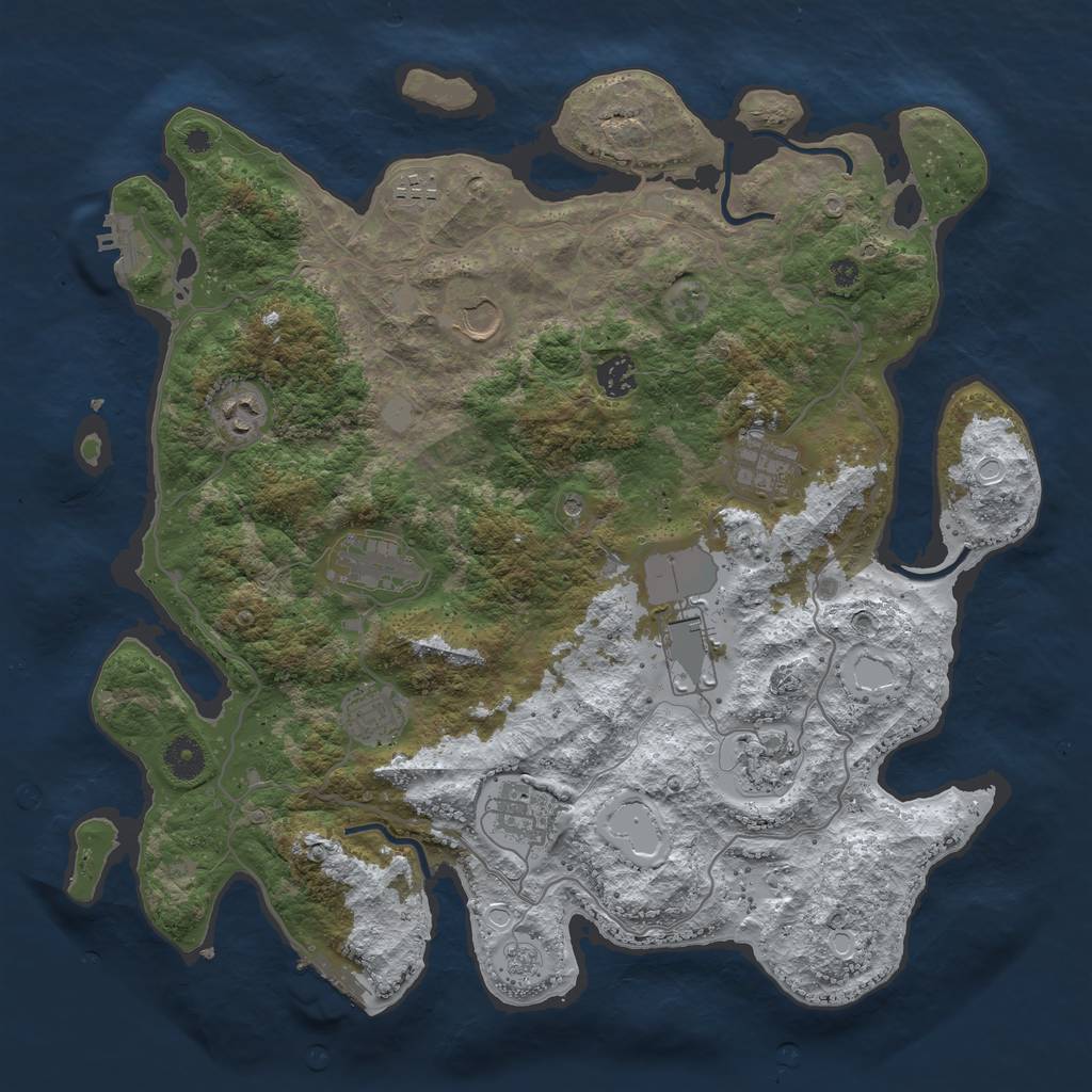 Rust Map: Procedural Map, Size: 4000, Seed: 1529430130, 19 Monuments