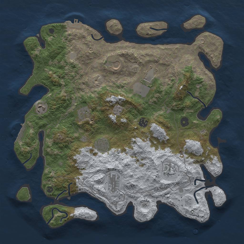 Rust Map: Procedural Map, Size: 4000, Seed: 594654100, 18 Monuments
