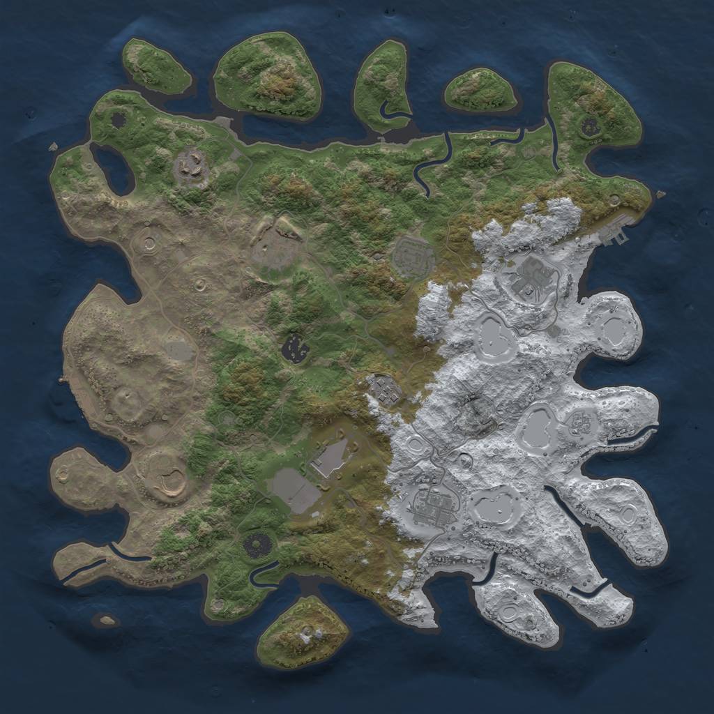 Rust Map: Procedural Map, Size: 3950, Seed: 1789475368, 18 Monuments