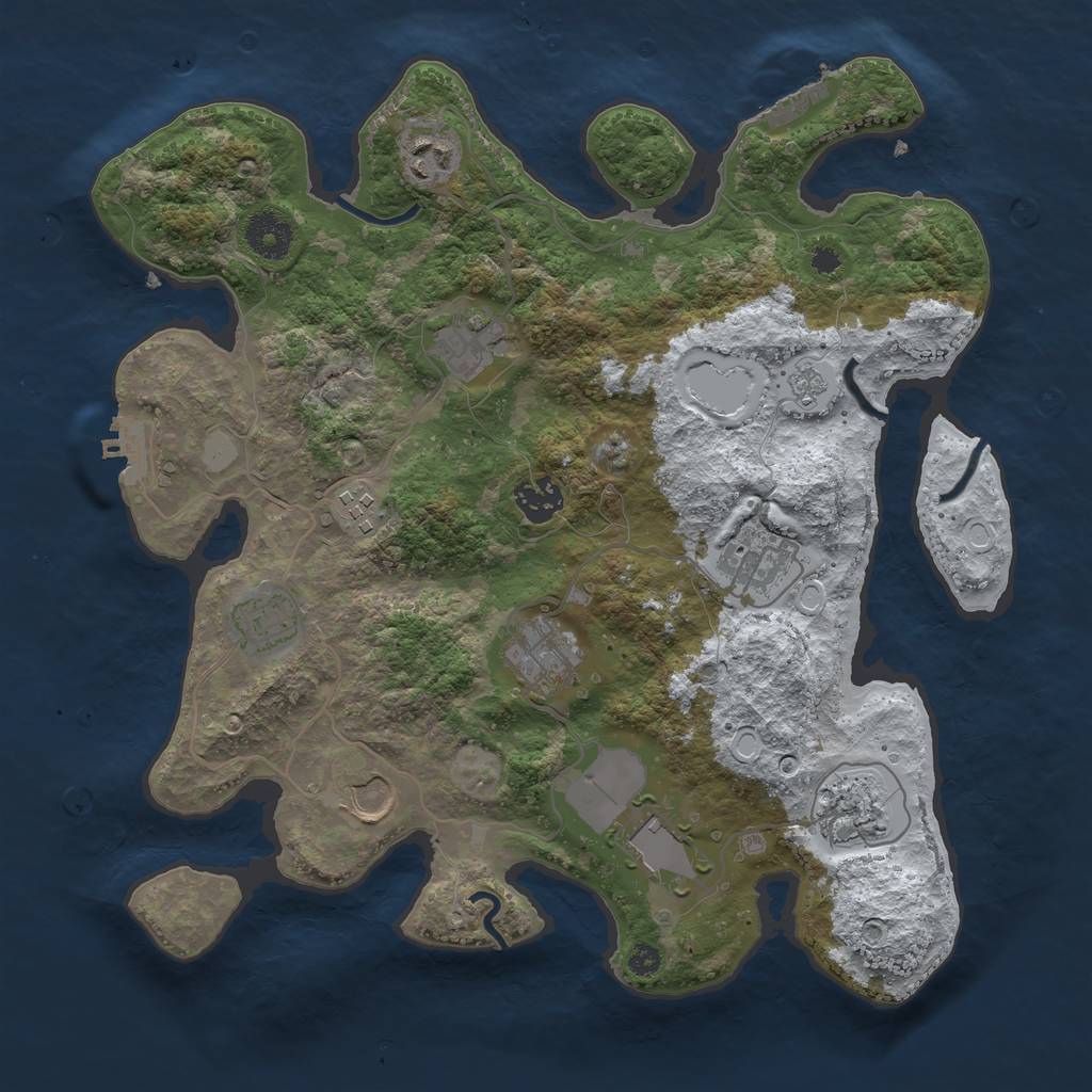 Rust Map: Procedural Map, Size: 3500, Seed: 751022113, 18 Monuments