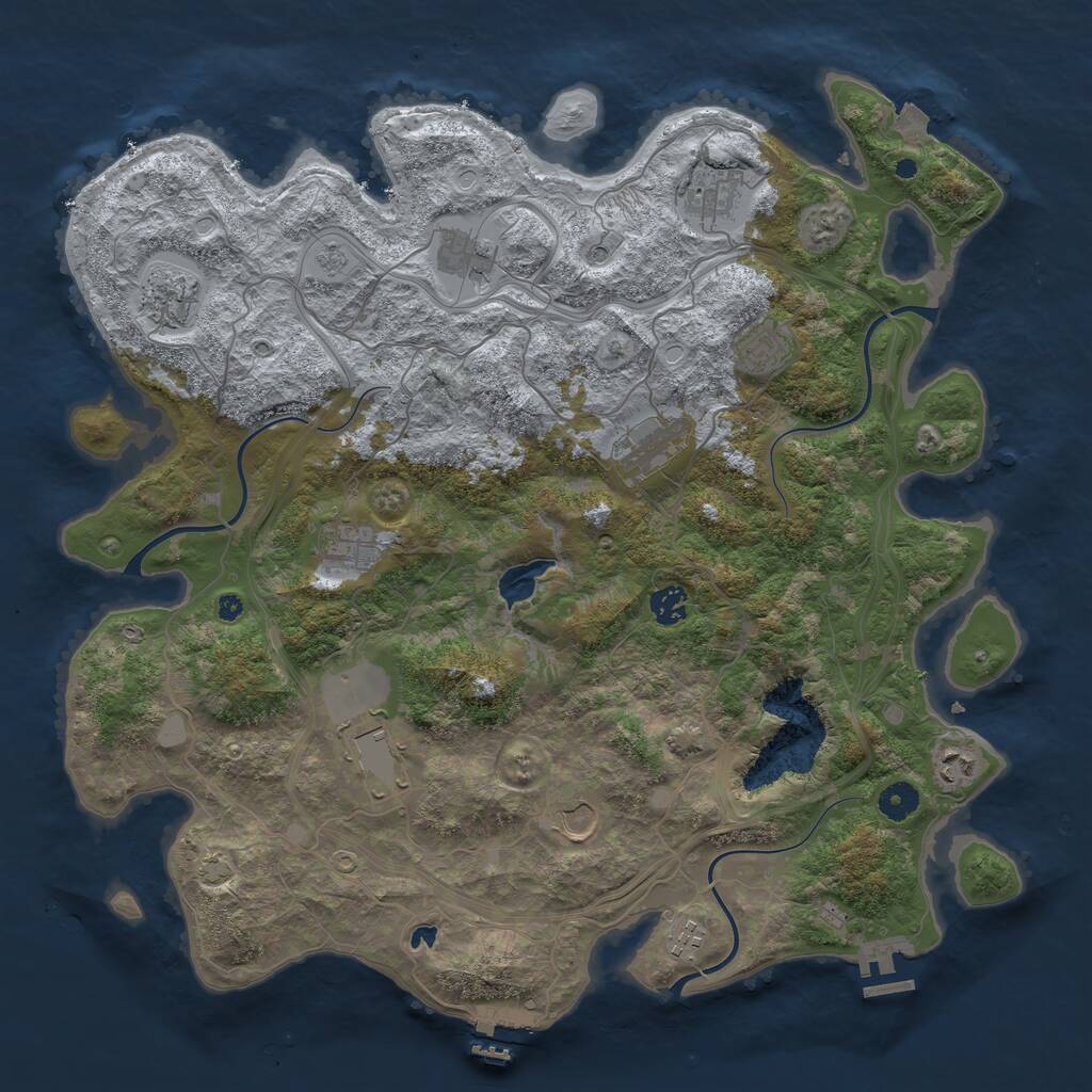 Rust Map: Procedural Map, Size: 4250, Seed: 2014300927, 17 Monuments