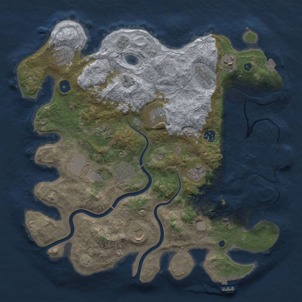 Rust Map: Procedural Map, Size: 3850, Seed: 741487413, 17 Monuments