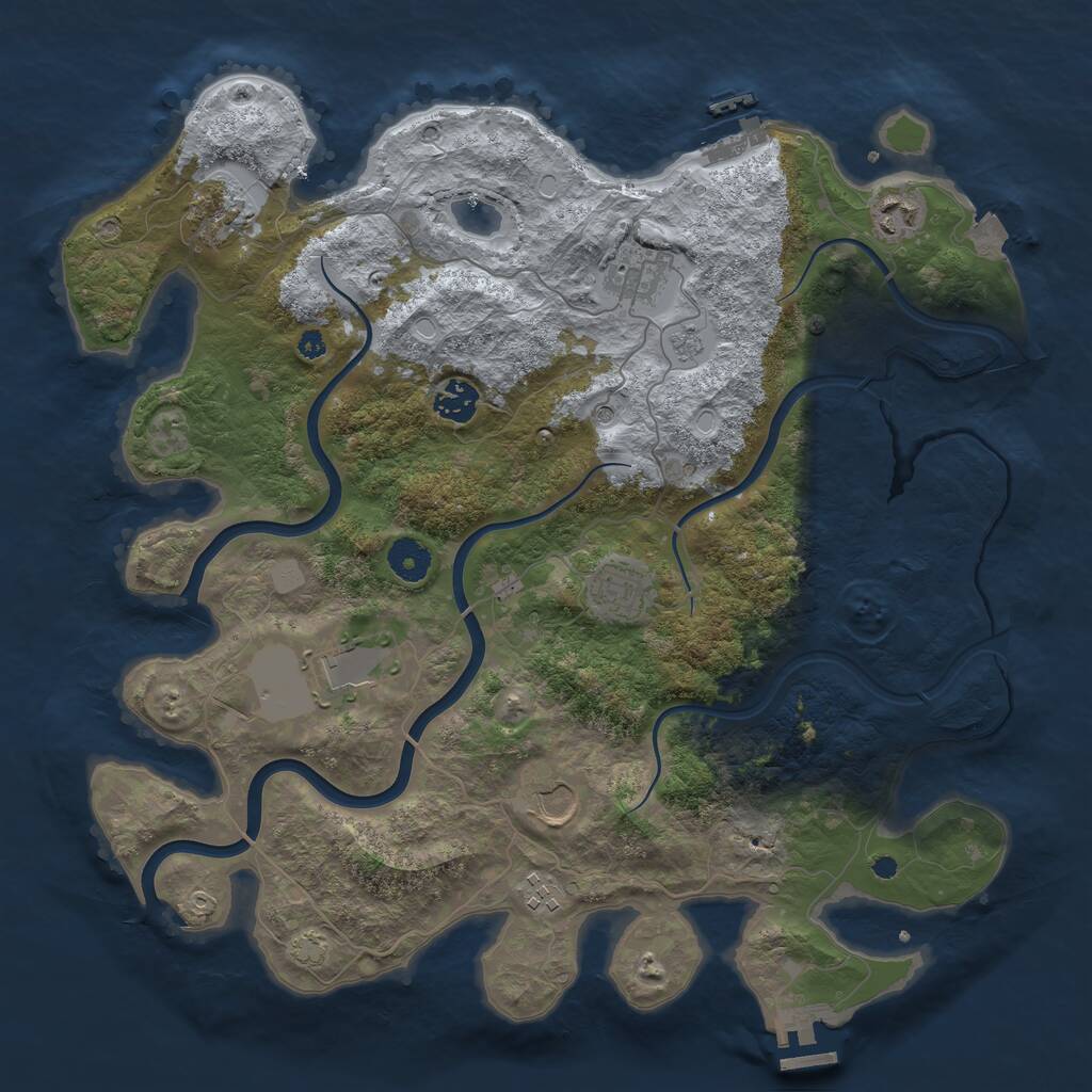 Rust Map: Procedural Map, Size: 3850, Seed: 741487413, 14 Monuments
